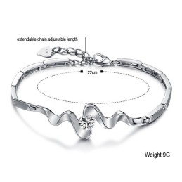 Bredt Udvalg Af Klassisk Platinbelagt Titanarmbånd Med Rhinsten Til Kvinder