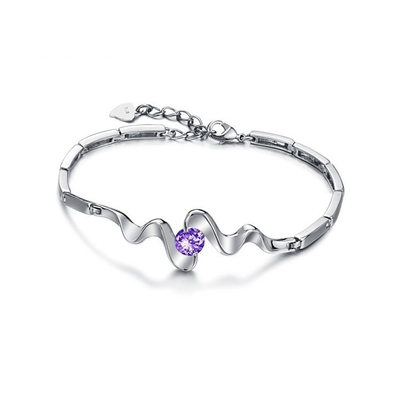 Høj Kvalitet Lilla Platinbelagt Titanarmbånd Med Diamanter Til Kvinder Høj Kvalitet Lilla Platinbelagt Titanarmbånd Med Diamanter Til Kvinder