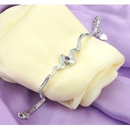 Høj Kvalitet Lilla Platinbelagt Titanarmbånd Med Diamanter Til Kvinder