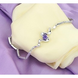 Høj Kvalitet Lilla Platinbelagt Titanarmbånd Med Diamanter Til Kvinder