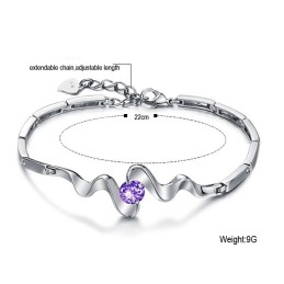 Høj Kvalitet Lilla Platinbelagt Titanarmbånd Med Diamanter Til Kvinder