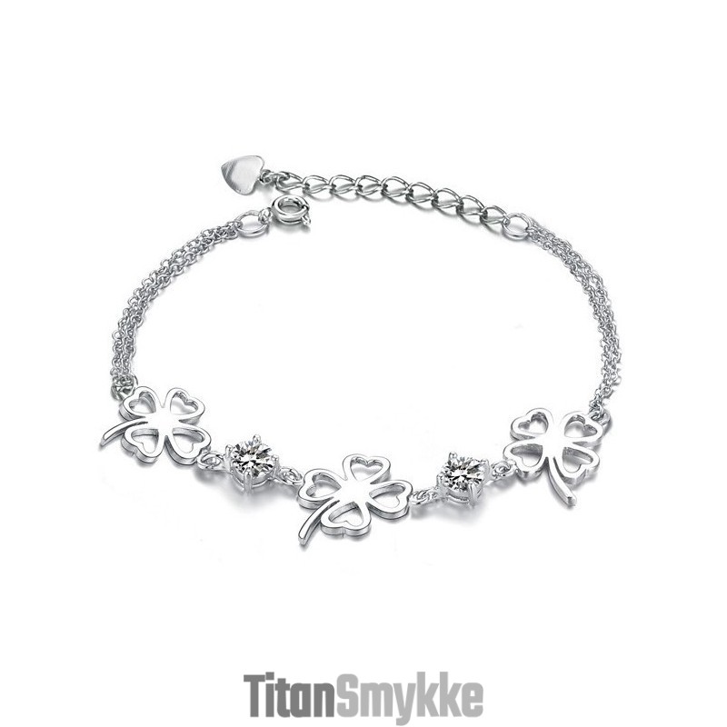 Dronningen Af Kvalitet, Kvindelig Kløverformet Titaniumarmbånd Med Diamanter