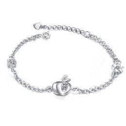 Bredt Udvalg Af Æbleformet Platinbelagt Titanarmbånd Med Diamanter Til Kvinder