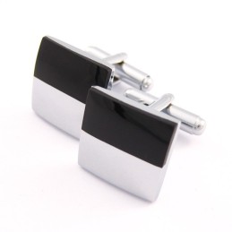 Titanium Og Sortbelagte Firkantede Manchetknapper