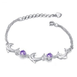 Kvalitets- Og Kvantitetssikret Delfinformet Platinbelagt Titanarmbånd Med Krystal Til Kvinder