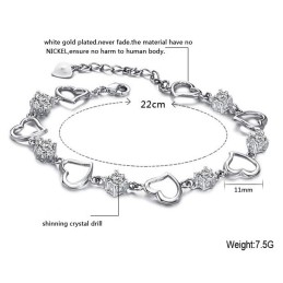 Høj Kvalitet Kvindelig Kæreste Platinbelagt Titanium Armbånd Med Diamanter