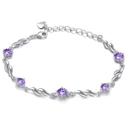 Kvalitets- Og Kvantitetssikret Lilla Platinbelagt Titanarmbånd Med Diamanter Til Kvinder