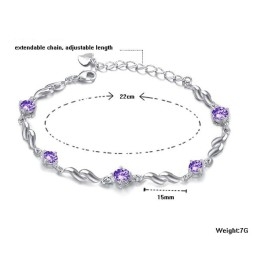 Kvalitets- Og Kvantitetssikret Lilla Platinbelagt Titanarmbånd Med Diamanter Til Kvinder