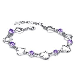 Pålidelig Kvalitets Elegant Platinbelagt Titanarmbånd Til Kvinder Med Lilla Diamant