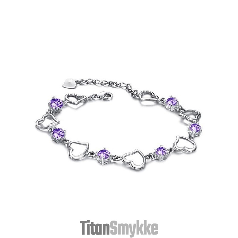 Pålidelig Kvalitets Elegant Platinbelagt Titanarmbånd Til Kvinder Med Lilla Diamant