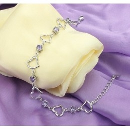 Pålidelig Kvalitets Elegant Platinbelagt Titanarmbånd Til Kvinder Med Lilla Diamant