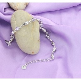 Holdbar I Brug Lilla Platinbelagt Titanarmbånd Til Kvinder Med Diamanter