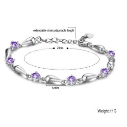 Holdbar I Brug Lilla Platinbelagt Titanarmbånd Til Kvinder Med Diamanter