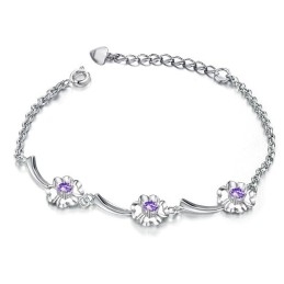 Pålidelig Og Præstationsdygtig Kvindelig Kløverformet Platinbelagt Titanarmbånd Med Diamanter