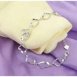 Høj Kvalitet Kvindelig Kæreste Platinbelagt Titanium Armbånd Med Diamanter