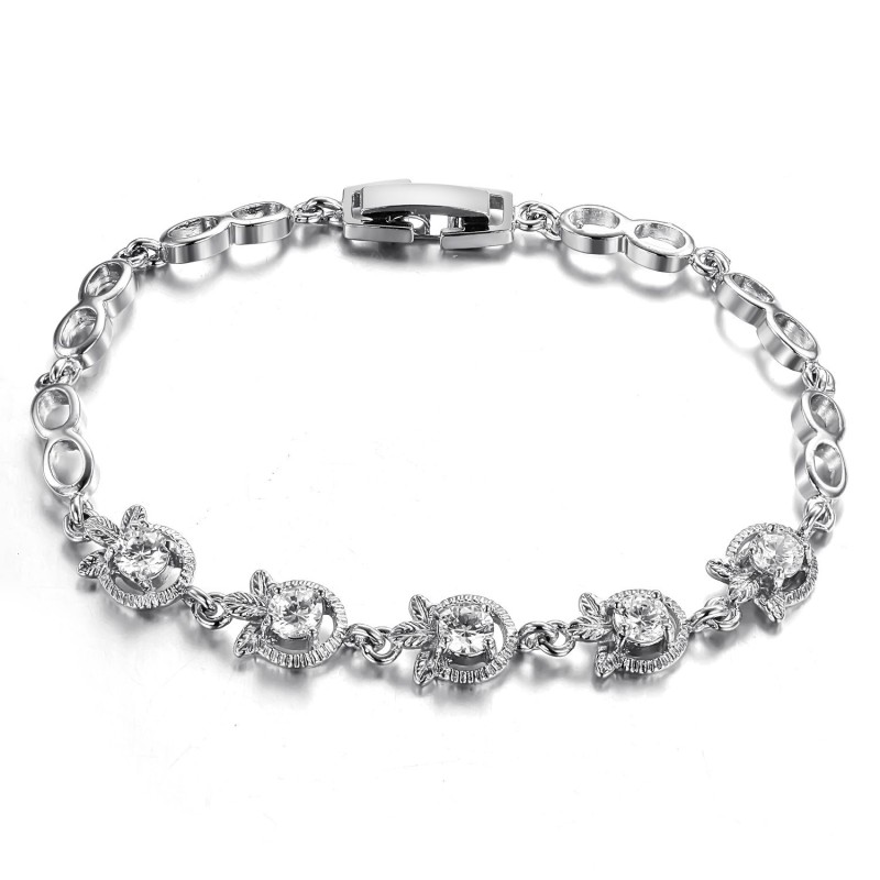 Kvalitets- Og Kvantitetssikret Kvindelig Kløverformet Platinbelagt Titanarmbånd Kvalitets- Og Kvantitetssikret Kvindelig Kløverformet Platinbelagt Titanarmbånd