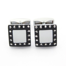 Titanium- Og Sort Ip-Belagte Manchetknapper Med Diamanter