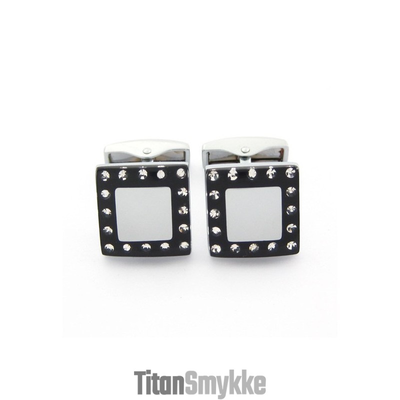 Titanium- Og Sort Ip-Belagte Manchetknapper Med Diamanter