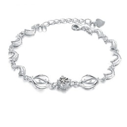 Pålidelig Kvalitets Delfinformet Platinbelagt Titanarmbånd Til Kvinder Med Diamanter
