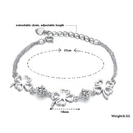 Høj Kvalitet, Platinbelagt Titanarmbånd Til Kvinder Med Kløverform Og Diamanter
