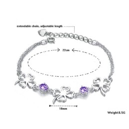 Høj Kvalitet, Platinbelagt Titanarmbånd Til Kvinder Med Kløverform Og Diamanter
