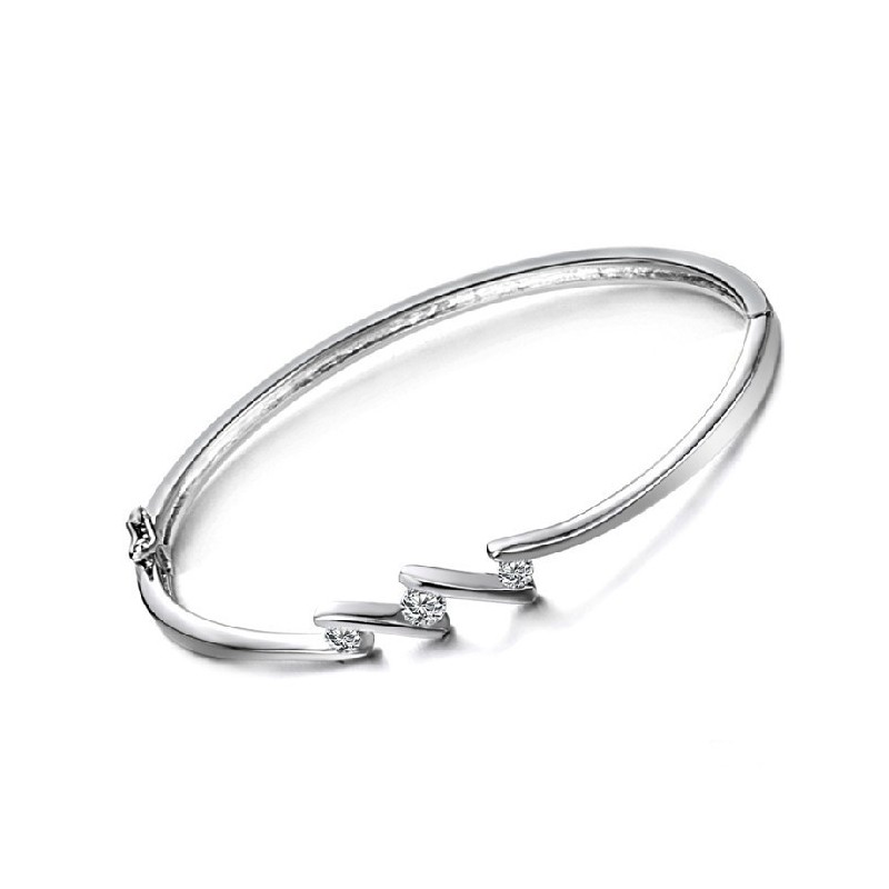 Kvalitets- Og Kvantitetsgaranteret Allergifri Platinbelagt Titanarmbånd Med Rhinsten Til Kvinder Kvalitets- Og Kvantitetsgaranteret Allergifri Platinbelagt Titanarmbånd Med Rhinsten Til Kvinder