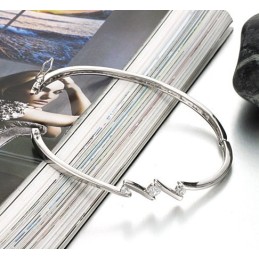Kvalitets- Og Kvantitetsgaranteret Allergifri Platinbelagt Titanarmbånd Med Rhinsten Til Kvinder