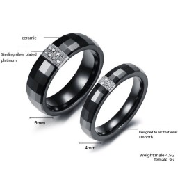 Nem At Bruge Rhombus Wolfram Keramik Ring Til Elskere