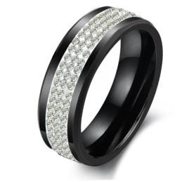 Sort Wolfram Keramisk Ring Af Fremragende Kvalitet Med Rhinsten