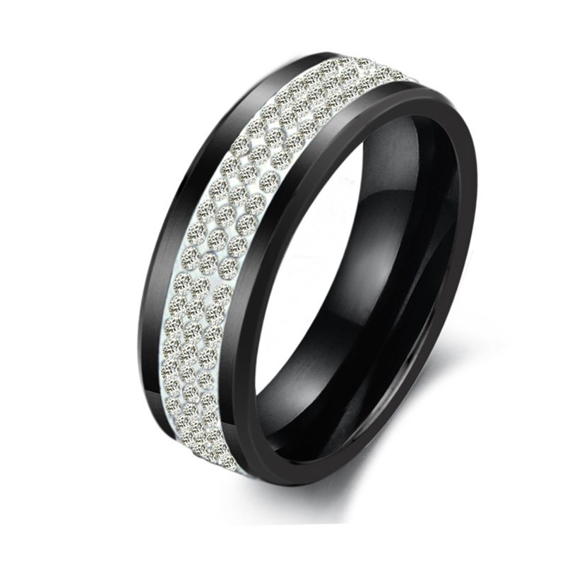 Sort Wolfram Keramisk Ring Af Fremragende Kvalitet Med Rhinsten