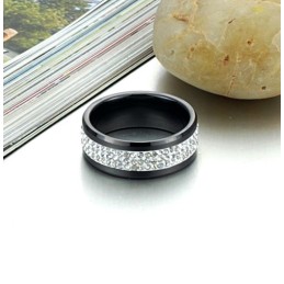 Sort Wolfram Keramisk Ring Af Fremragende Kvalitet Med Rhinsten