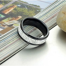 Sort Wolfram Keramisk Ring Af Fremragende Kvalitet Med Rhinsten