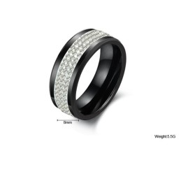 Sort Wolfram Keramisk Ring Af Fremragende Kvalitet Med Rhinsten