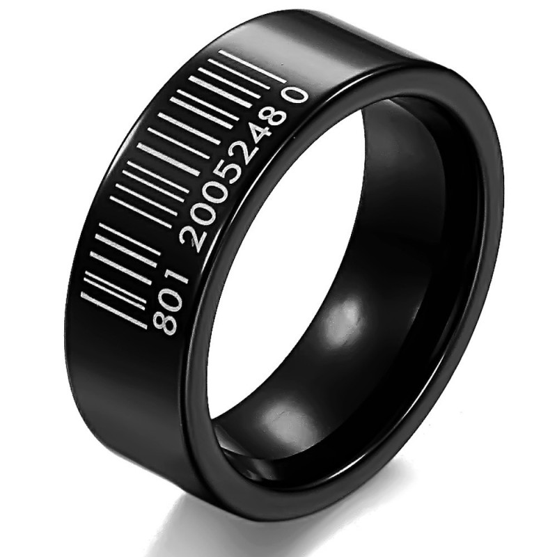 Verdensomspændende Berømt Sort Stregkode Wolfram Keramisk Ring Verdensomspændende Berømt Sort Stregkode Wolfram Keramisk Ring