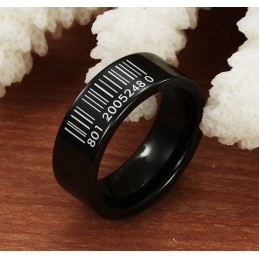 Verdensomspændende Berømt Sort Stregkode Wolfram Keramisk Ring