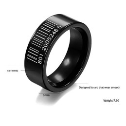 Verdensomspændende Berømt Sort Stregkode Wolfram Keramisk Ring