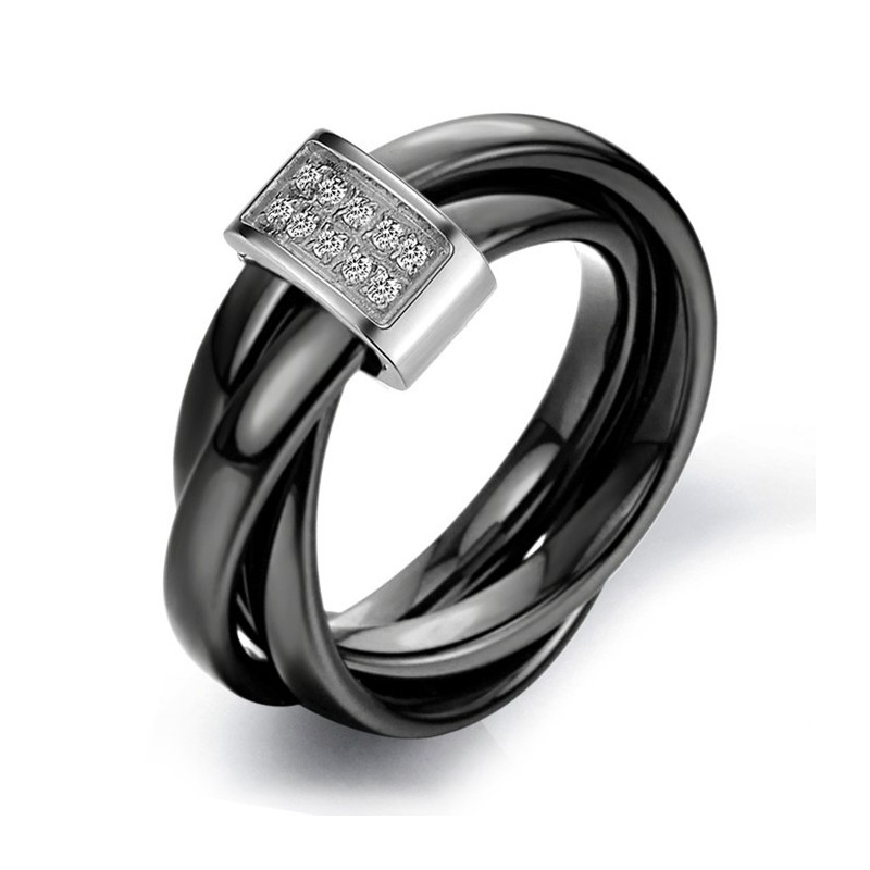 Verdenskendt Sort Wolframkeramisk Ring Med Rhinsten Verdenskendt Sort Wolframkeramisk Ring Med Rhinsten