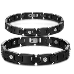 Kendt For Sin Fine Kvalitet, Sort Wolfram Keramisk Armbånd Til Elskere Med Rhinsten