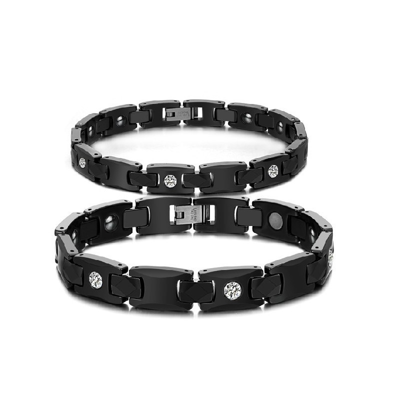 Kendt For Sin Fine Kvalitet, Sort Wolfram Keramisk Armbånd Til Elskere Med Rhinsten Kendt For Sin Fine Kvalitet, Sort Wolfram Keramisk Armbånd Til Elskere Med Rhinsten