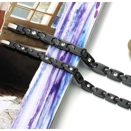 Kendt For Sin Fine Kvalitet, Sort Wolfram Keramisk Armbånd Til Elskere Med Rhinsten