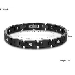 Kendt For Sin Fine Kvalitet, Sort Wolfram Keramisk Armbånd Til Elskere Med Rhinsten