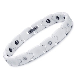 Kvalitets- Og Kvantitetsgaranteret Hvid Wolframkeramisk Armbånd Med Rhinsten