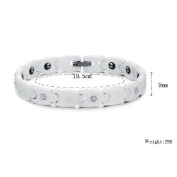 Kvalitets- Og Kvantitetsgaranteret Hvid Wolframkeramisk Armbånd Med Rhinsten