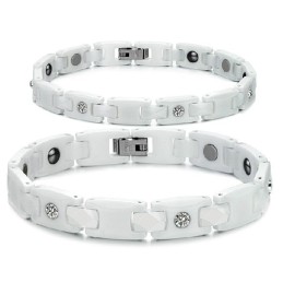Høj Kvalitet Hvid Wolfram Keramisk Armbånd Til Elskere Med Rhinsten