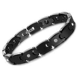 Sort Wolfram Keramisk Armbånd Af Høj Kvalitet Med Rhinsten