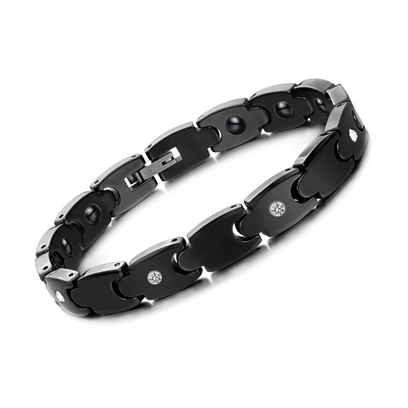 Sort Wolfram Keramisk Armbånd Af Høj Kvalitet Med Rhinsten