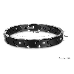 Sort Wolfram Keramisk Armbånd Af Høj Kvalitet Med Rhinsten