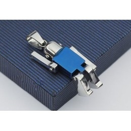 Sødt Blåt Robotlignende Titaniumvedhæng Til Mænd - Gratis Kæde