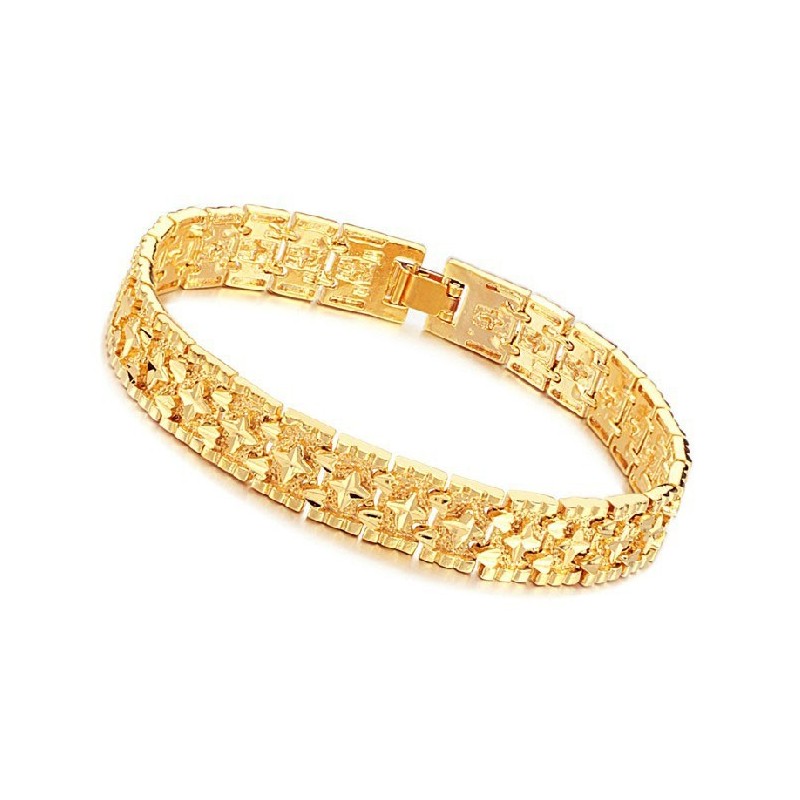 Verdenskendt Armbånd Med 18 Karat Forgyldt Stjernemønster Til Mænd