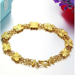Kvalitets- Og Kvantitetssikret Kvindelig Armbånd I 18 Karat Forgyldt Form Med Blomstermotiv